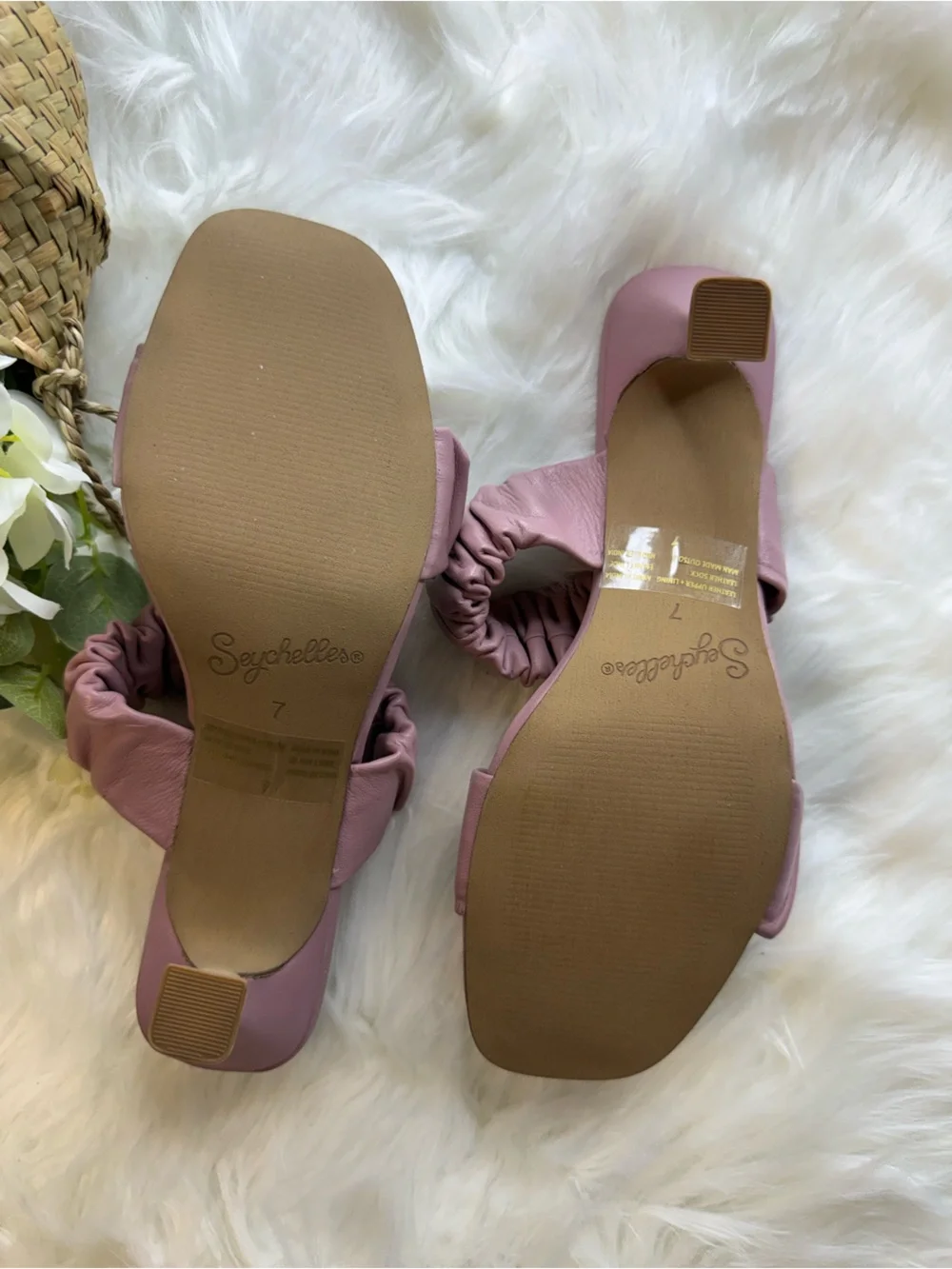 Seychelles Ruched Double-Strap Slide Sandals in Mauve